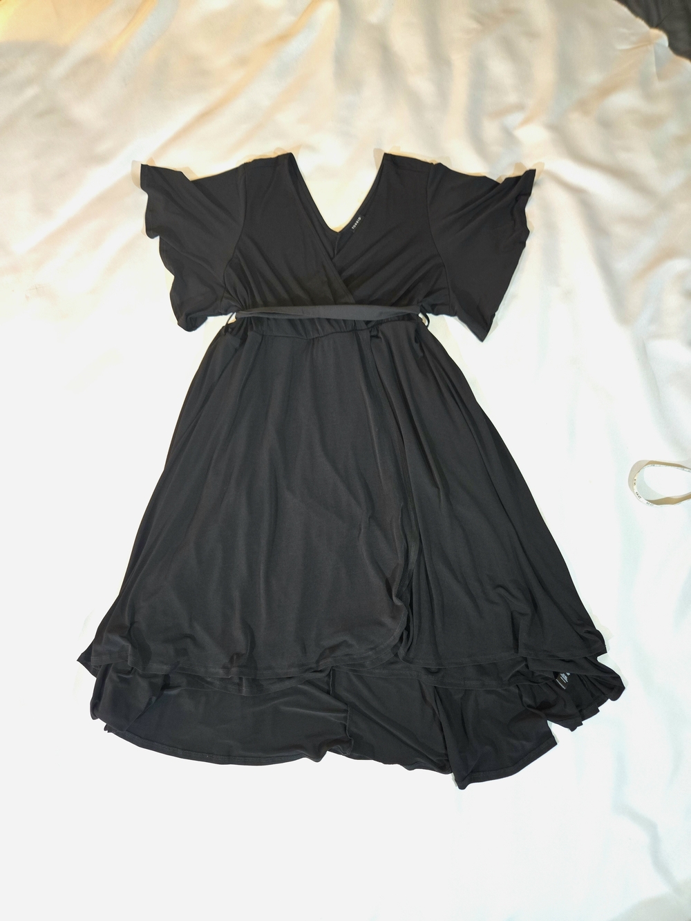 Torrid Black Surplice Flutter Sleeve High Low Wrap Dress Belted Plus Size 4